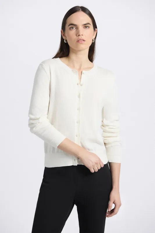 Thibeaut Long Sleeve Cardigan - Blanc De Blanc sold by Derek Lam