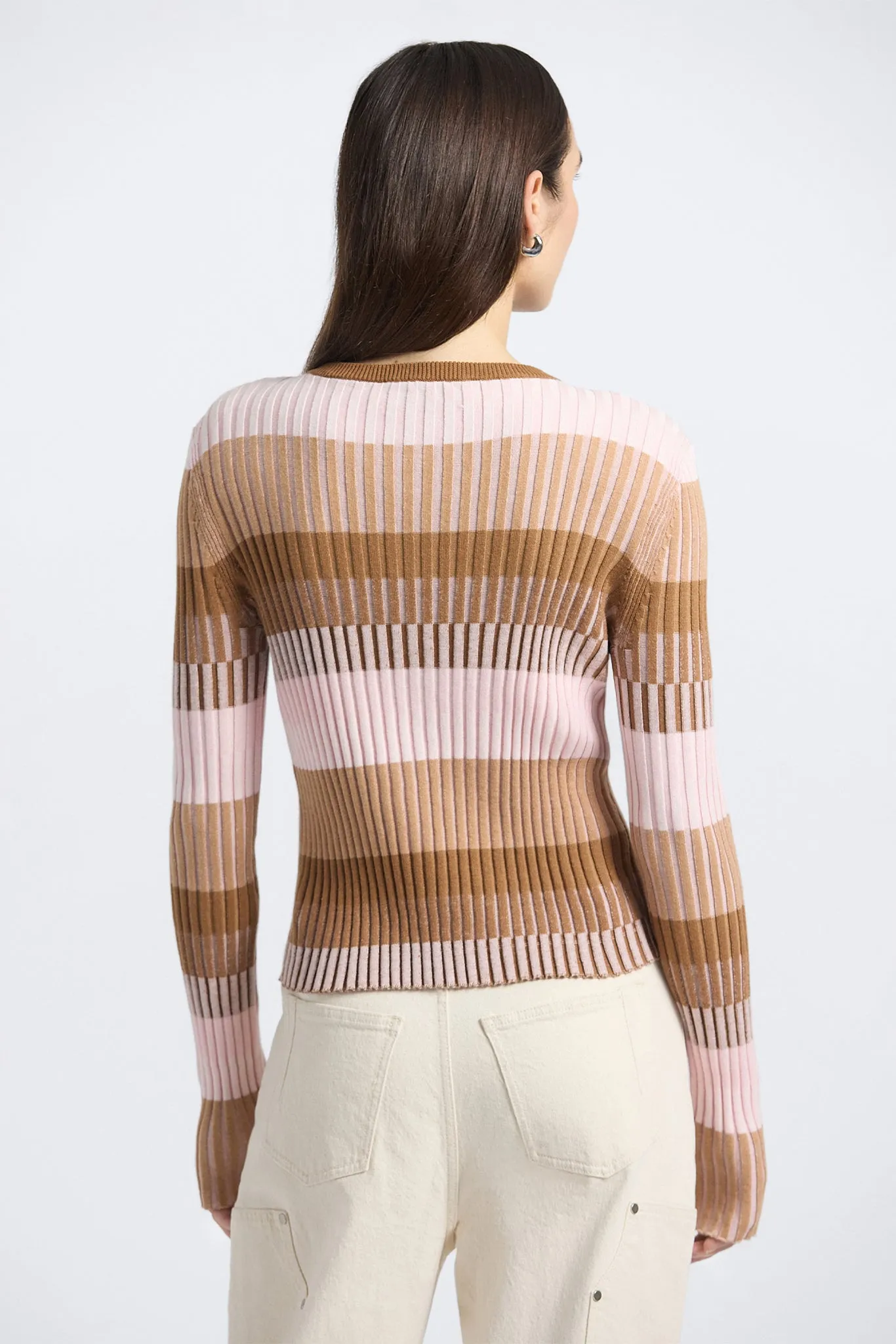 Thibeaut Plaited Stripe Cardigan - Spice Multi sold by Derek Lam product image thumbnail 4