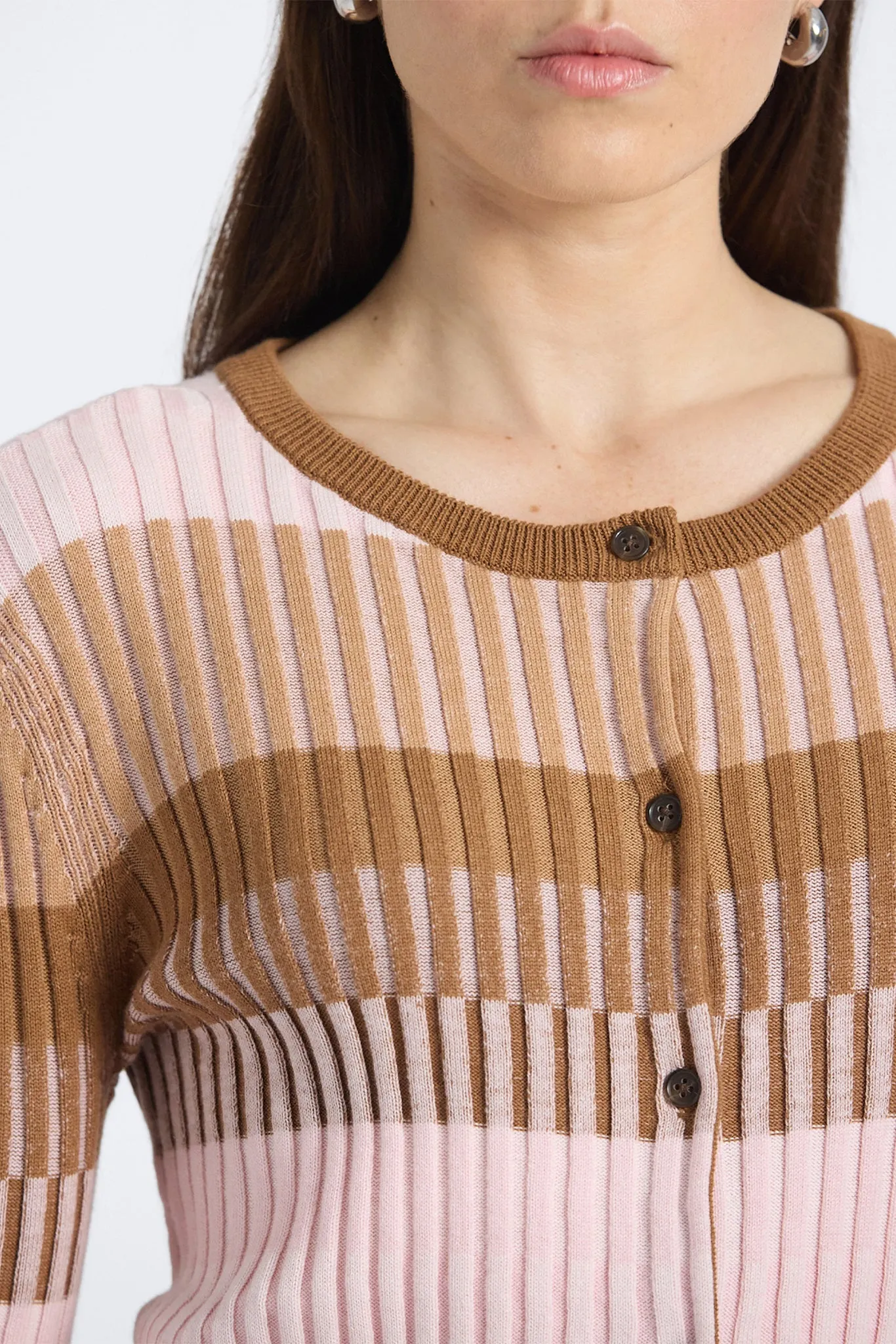 Thibeaut Plaited Stripe Cardigan - Spice Multi sold by Derek Lam product image thumbnail 2