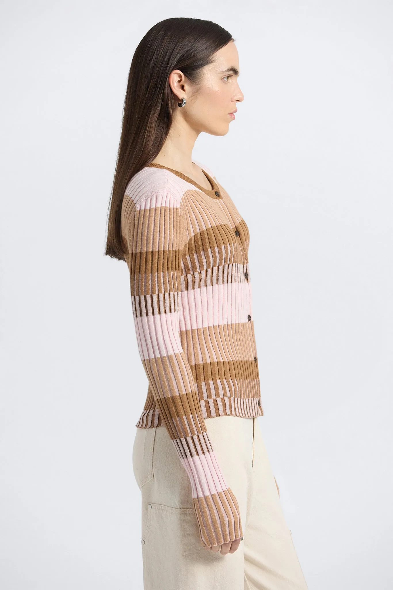 Thibeaut Plaited Stripe Cardigan - Spice Multi sold by Derek Lam product image thumbnail 3