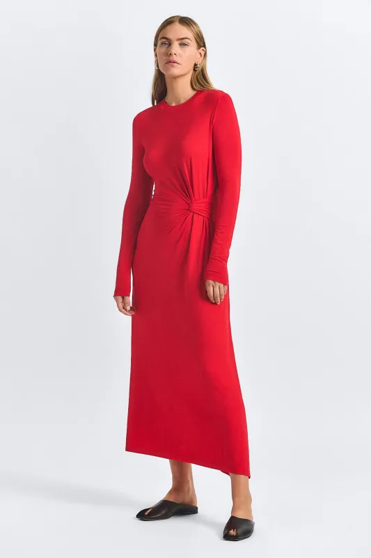 Avise  Draped Dress - Poppy Red made by Derek Lam