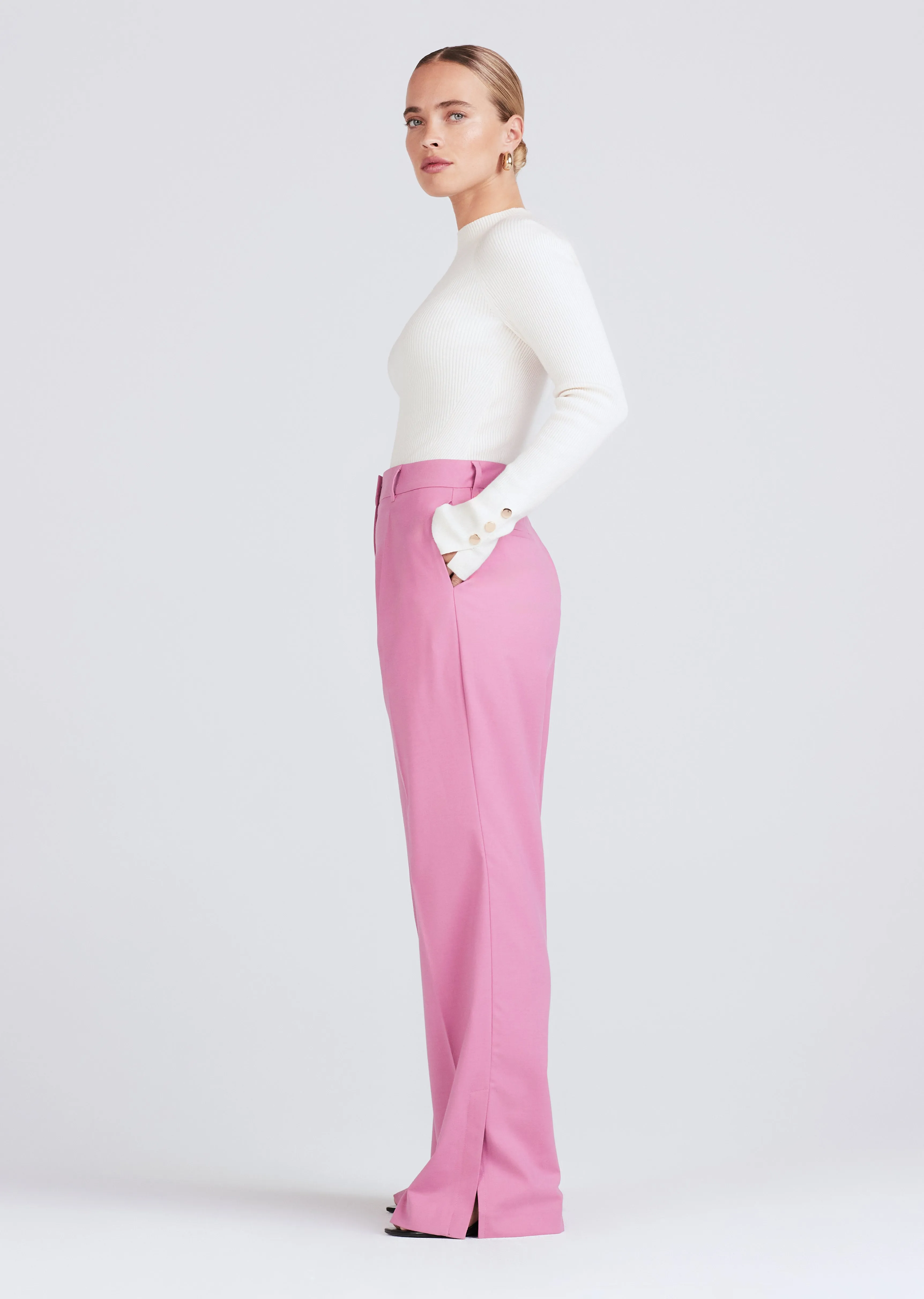 Calypso Pleated Slit Trouser - Dusty Mauve sold by Derek Lam product image thumbnail 3