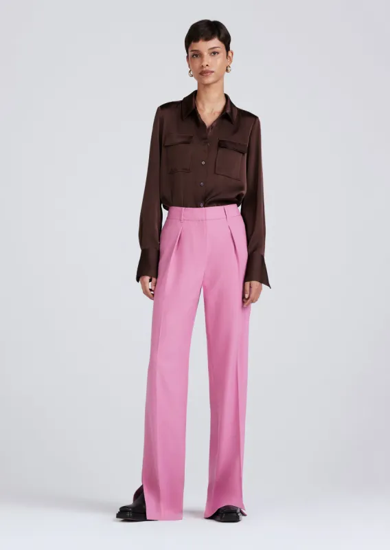 Calypso Pleated Slit Trouser - Dusty Mauve made by Derek Lam