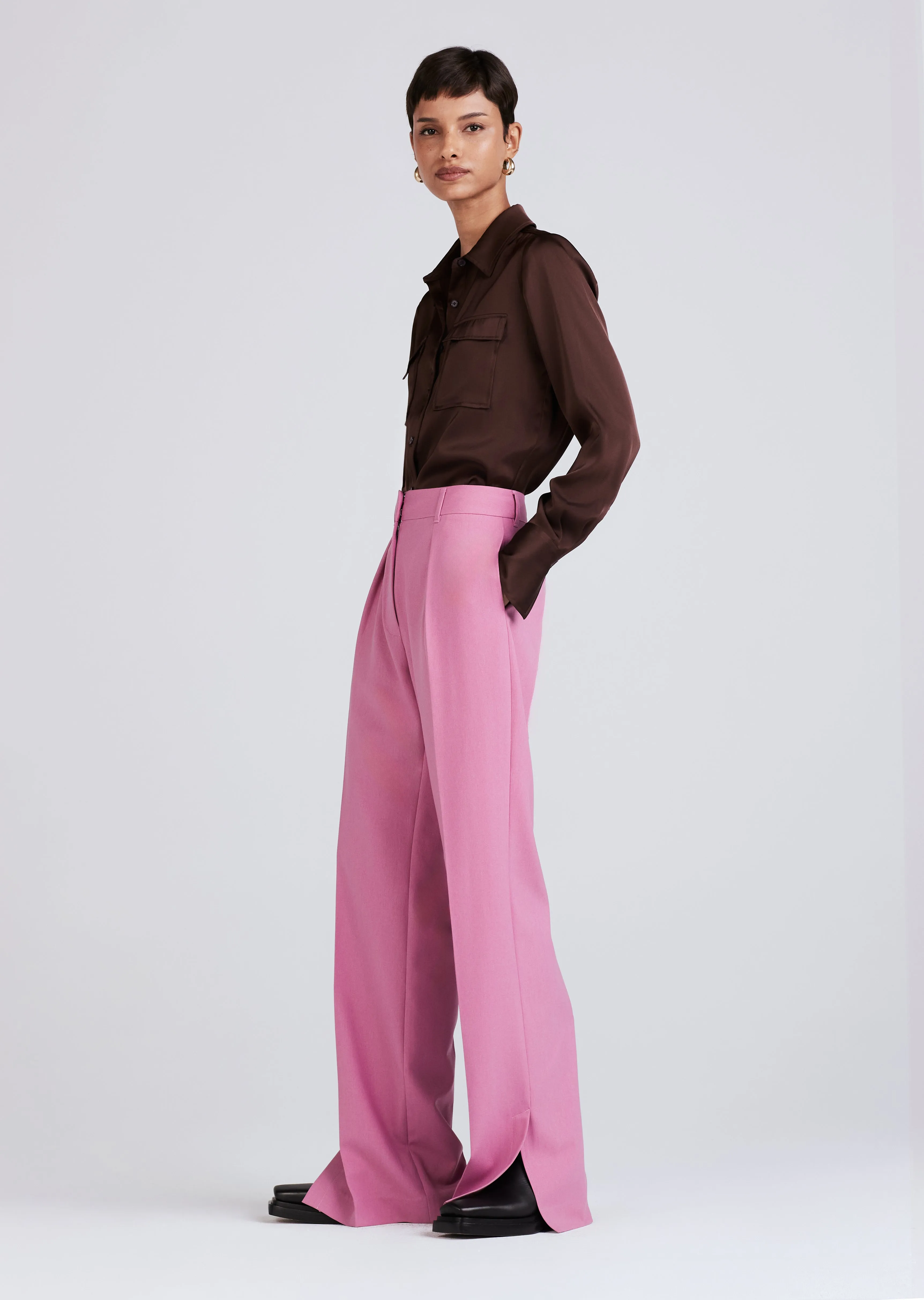 Calypso Pleated Slit Trouser - Dusty Mauve sold by Derek Lam product image thumbnail 5