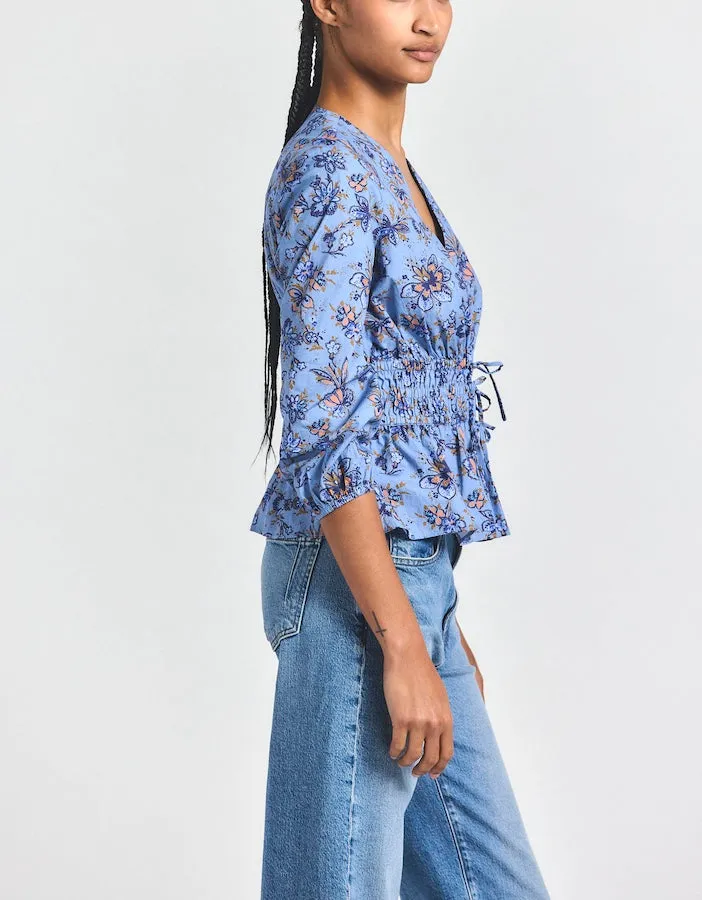 Lilith V-Neck Blouse - Denim Blue Multi sold by Derek Lam product image thumbnail 3