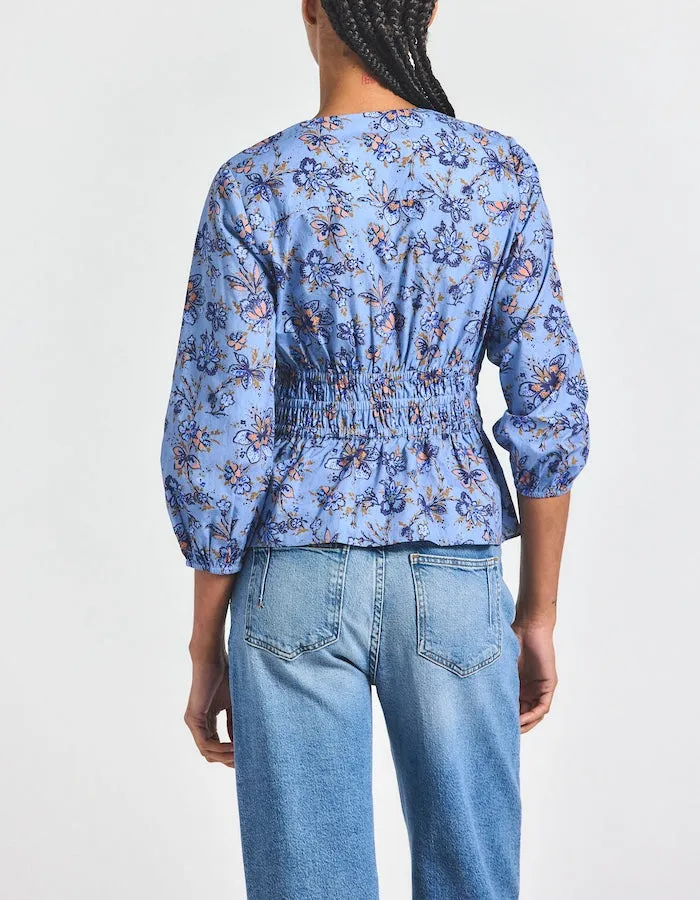Lilith V-Neck Blouse - Denim Blue Multi sold by Derek Lam product image thumbnail 4