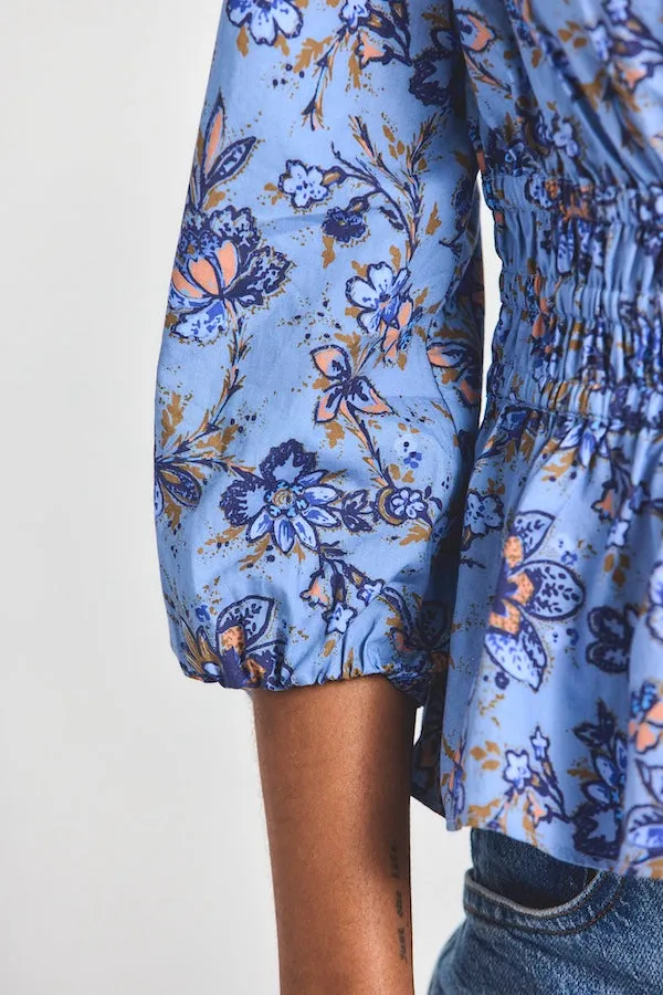 Lilith V-Neck Blouse - Denim Blue Multi sold by Derek Lam product image thumbnail 2