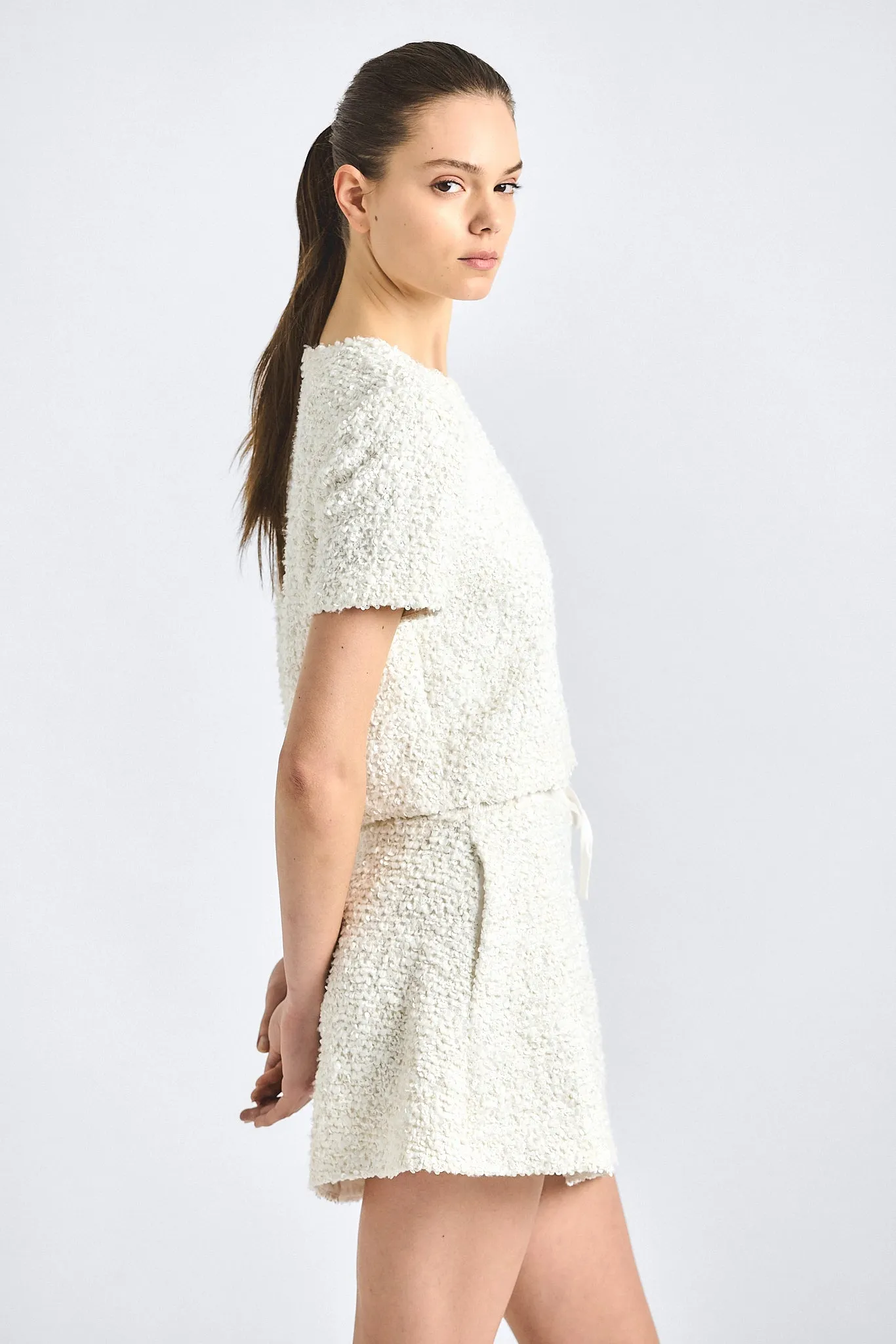 Mara Sequin Boucle Skirt - Blanc De Blanc sold by Derek Lam product image thumbnail 4