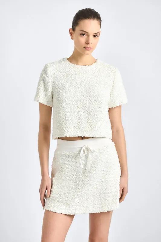 Mara Sequin Boucle Skirt - Blanc De Blanc sold by Derek Lam