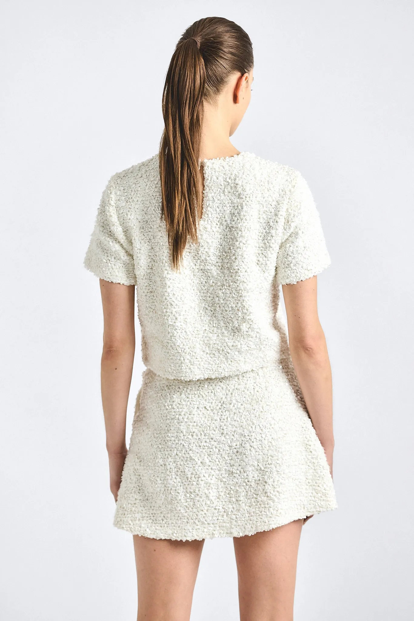 Mara Sequin Boucle Skirt - Blanc De Blanc sold by Derek Lam product image thumbnail 5
