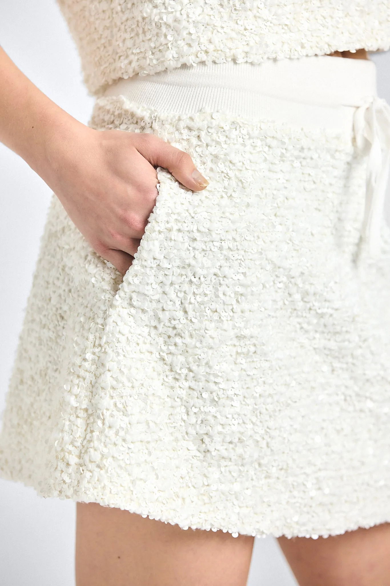 Mara Sequin Boucle Skirt - Blanc De Blanc sold by Derek Lam product image thumbnail 3