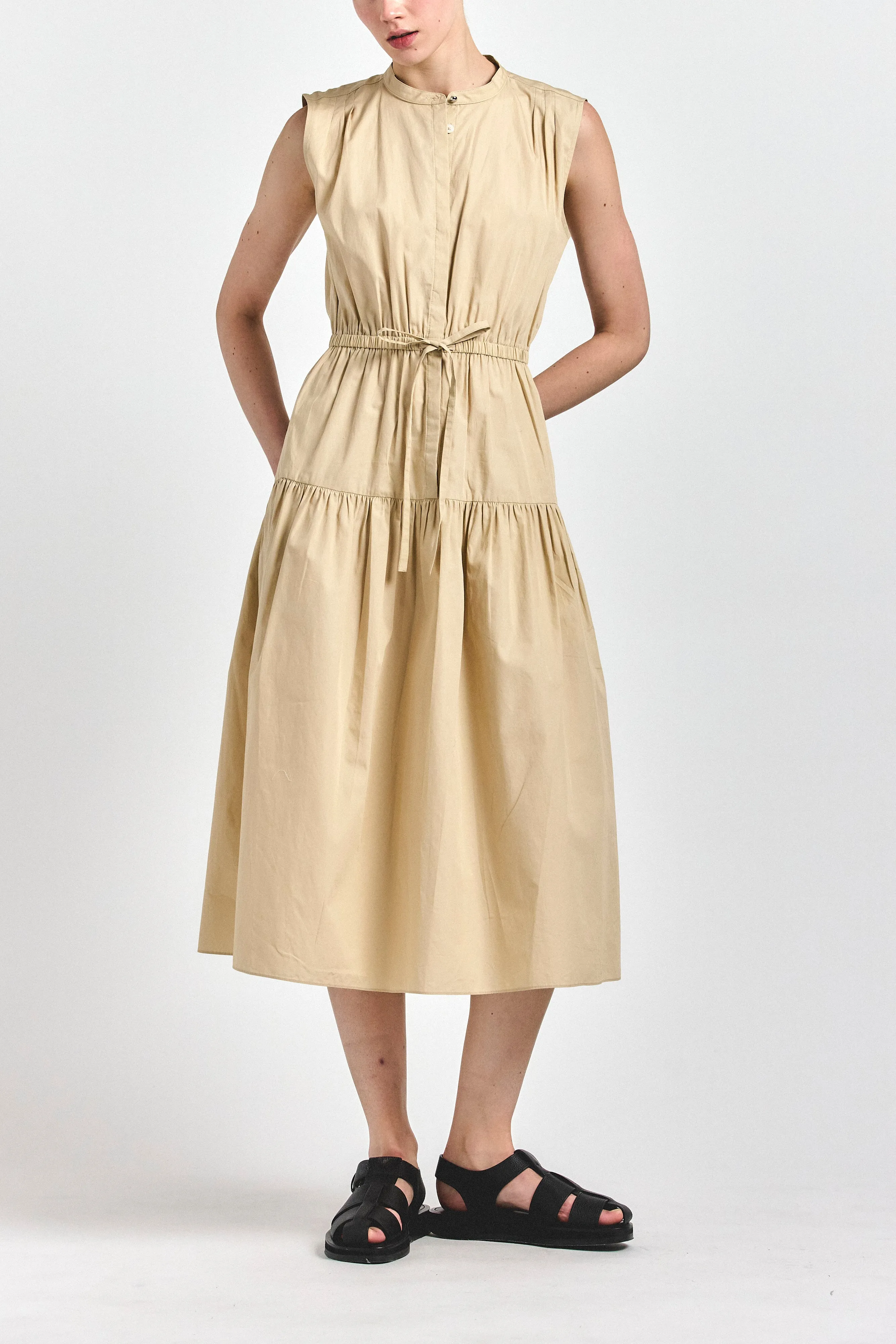 Maragaret Sleeveless Midi Dress - Safari sold by Derek Lam