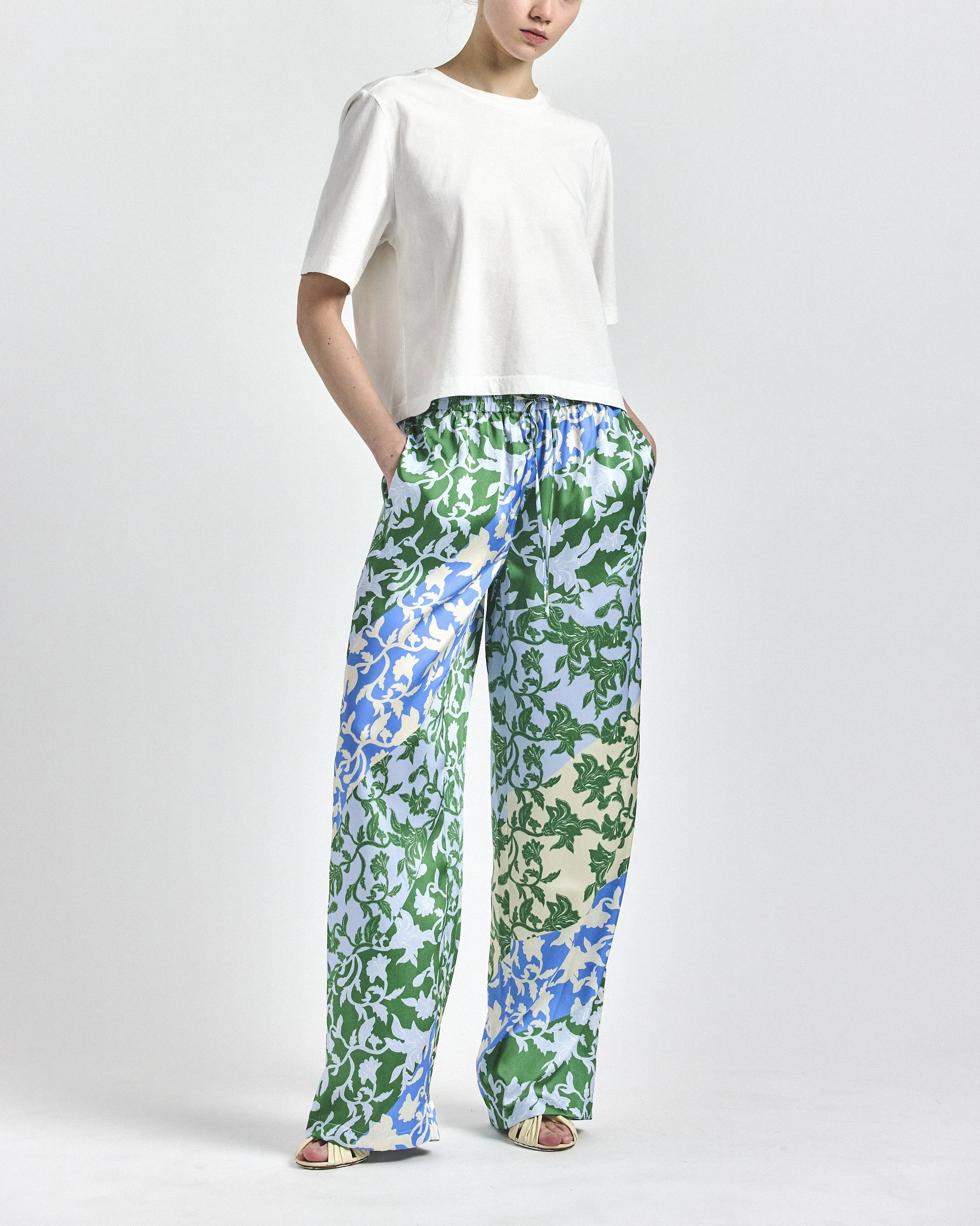 Aurely Wide Leg Pant - Blue Botanical sold by Derek Lam