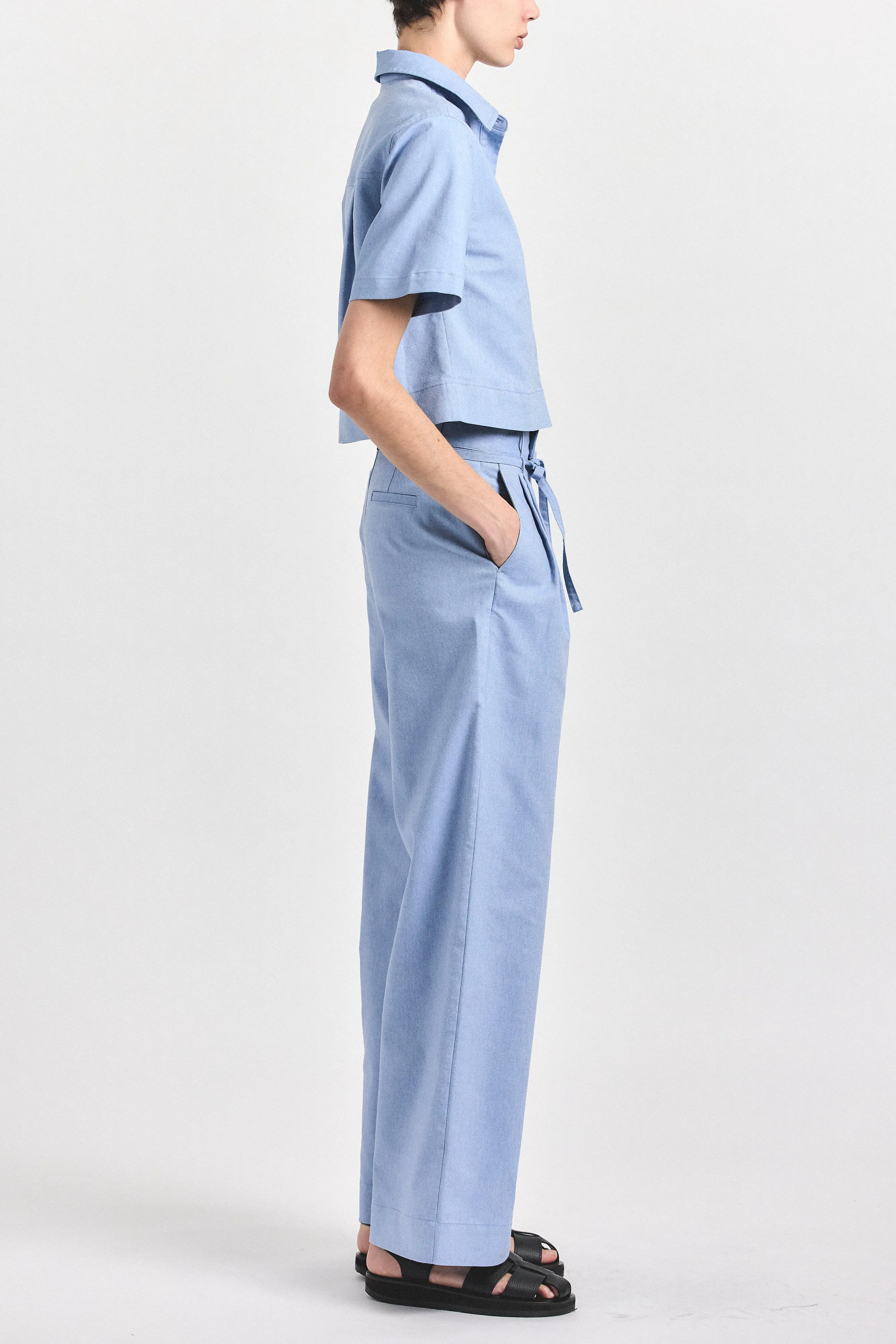 Felicity Pleated Tie Pant - Cloud Blue sold by Derek Lam product image thumbnail 3