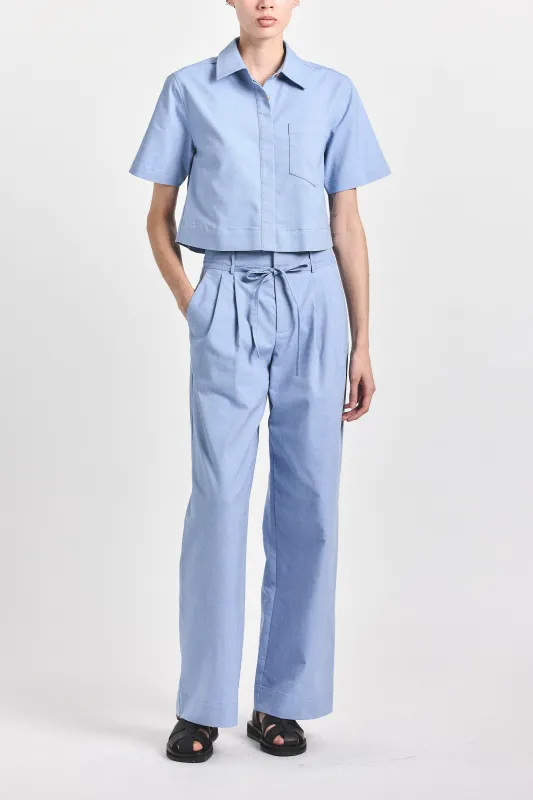 Felicity Pleated Tie Pant - Cloud Blue sold by Derek Lam