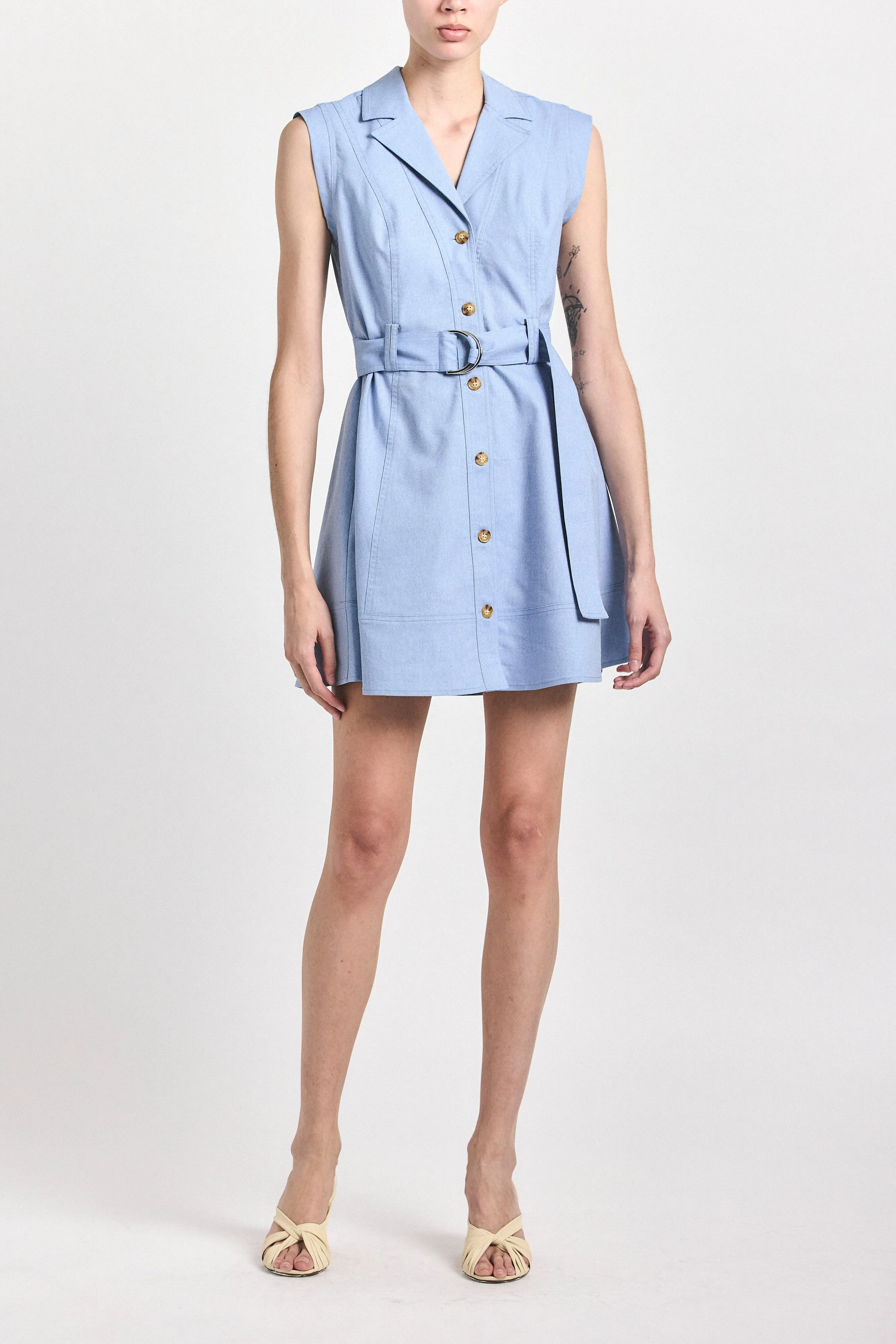 Lya Belted Dress - Cloud Blue sold by Derek Lam