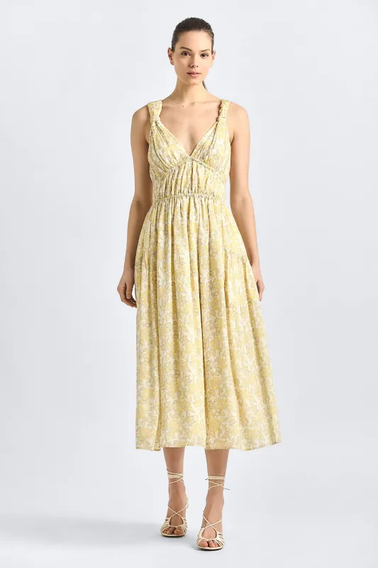 Sorrel Midi Dress - Valiase Yellow Floral sold by Derek Lam