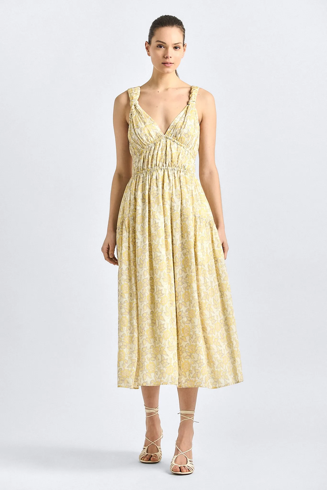 Sorrel Midi Dress - Valiase Yellow Floral sold by Derek Lam