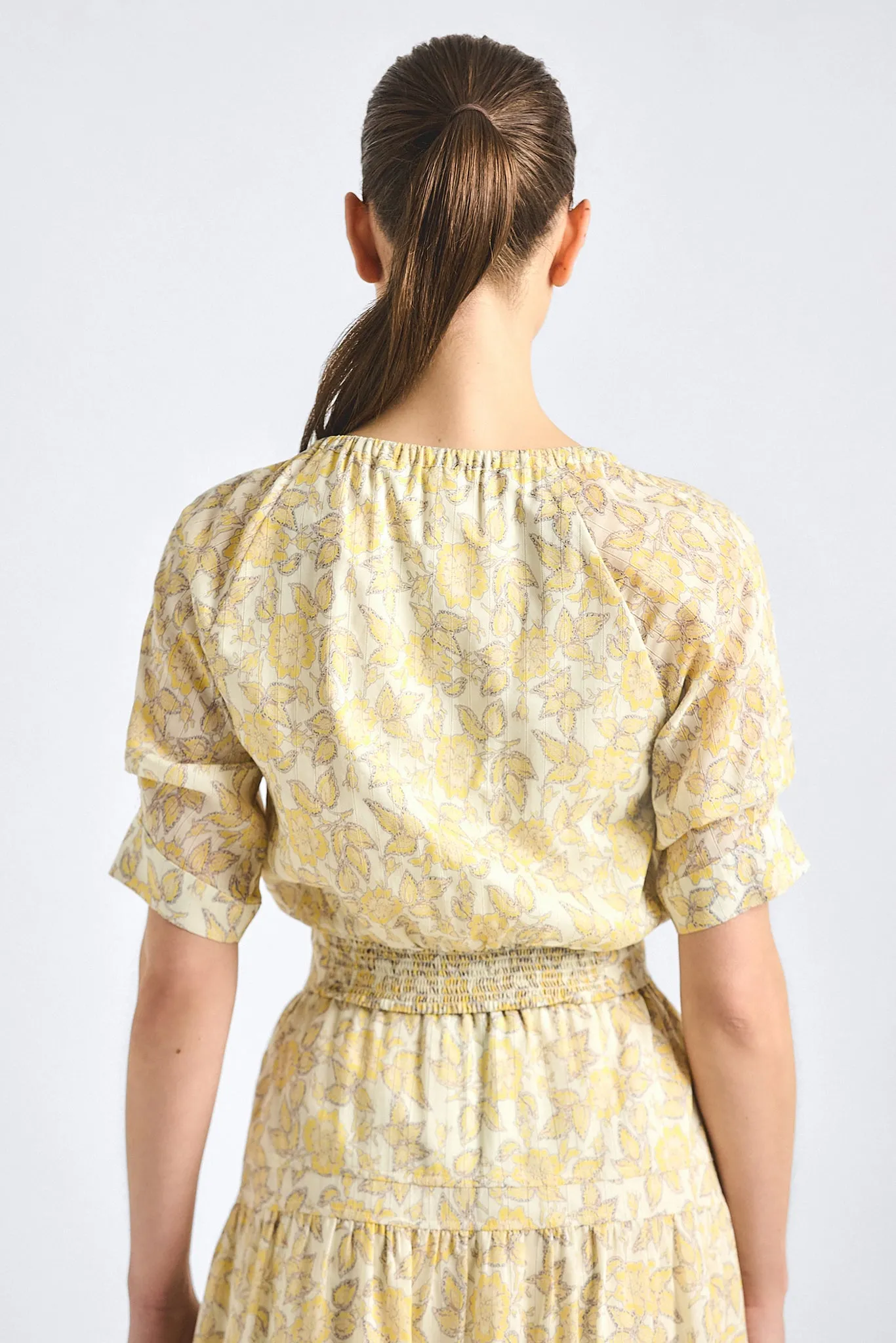 Suri Tuck Front Top - Valiase Yellow Floral sold by Derek Lam product image thumbnail 4