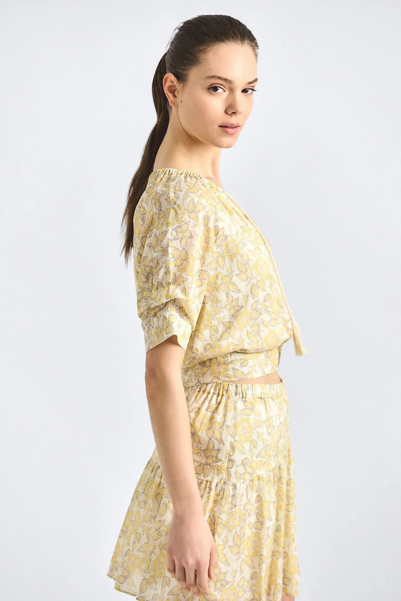 Suri Tuck Front Top - Valiase Yellow Floral sold by Derek Lam product image thumbnail 3