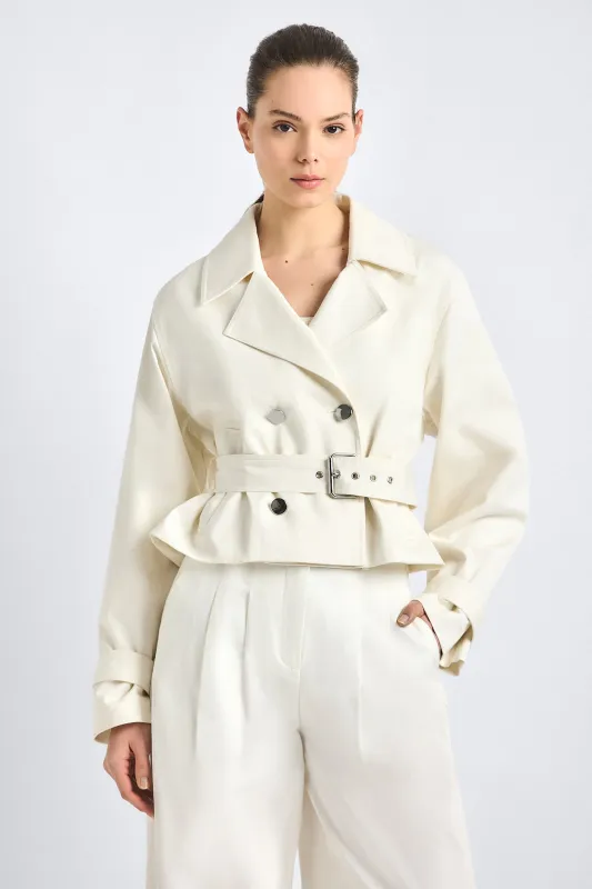Renata Cropped Trench - Soft White sold by Derek Lam