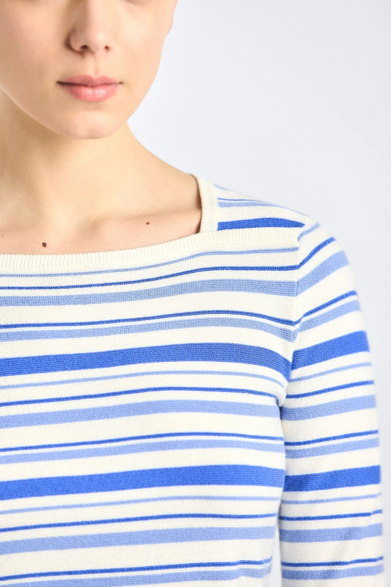 Andora Striped Boatneck Sweater - Cloud Blue Multi sold by Derek Lam product image thumbnail 2