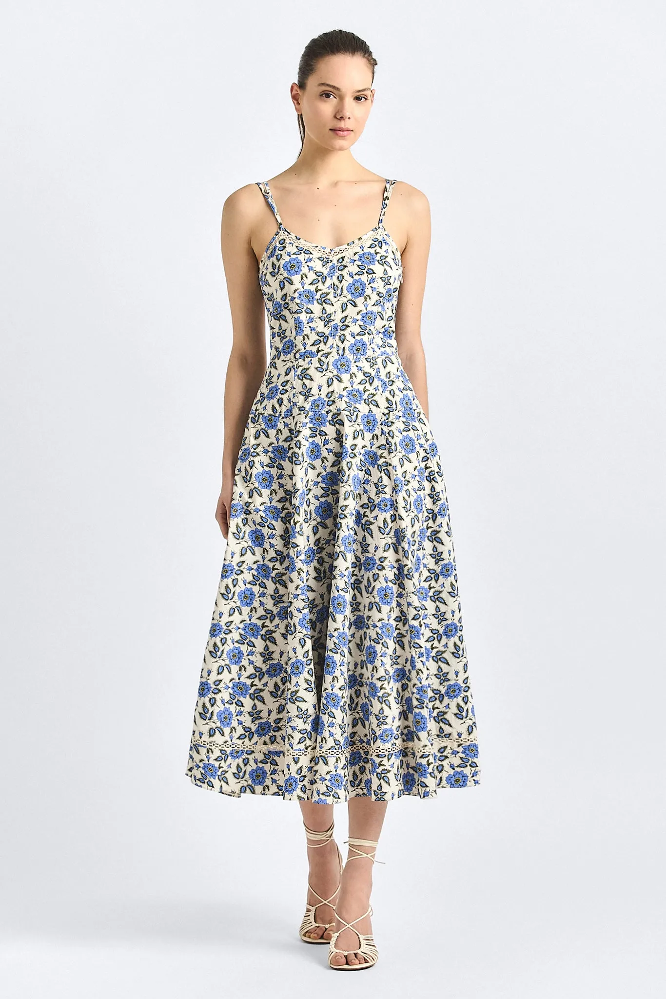 Adair Double Strap Dress - Blue Bell Floral sold by Derek Lam