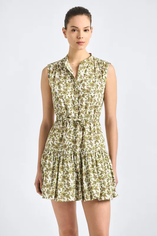 Briar Bubble Hem Dress - Green/Pink Floral sold by Derek Lam