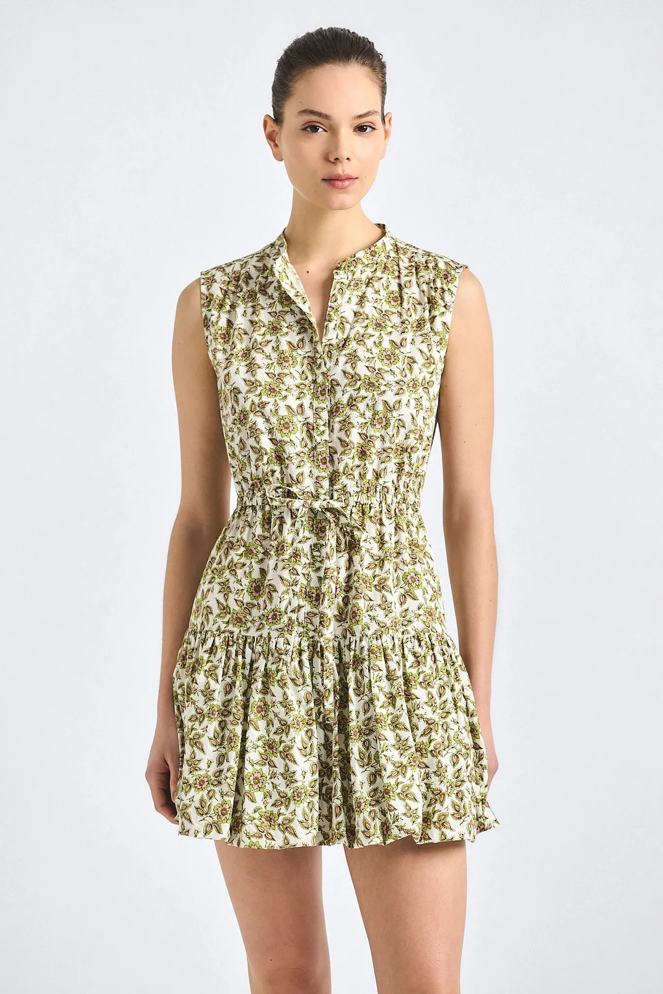 Briar Bubble Hem Dress - Green/Pink Floral sold by Derek Lam