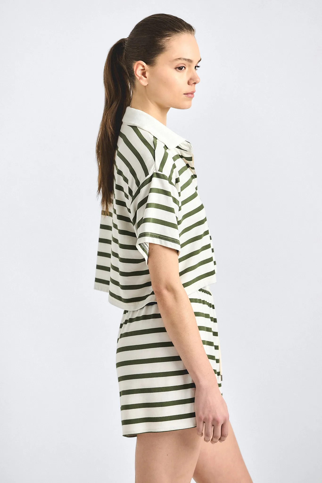Melina Striped Mini Skirt - White/Fatigue Stripe sold by Derek Lam product image thumbnail 4