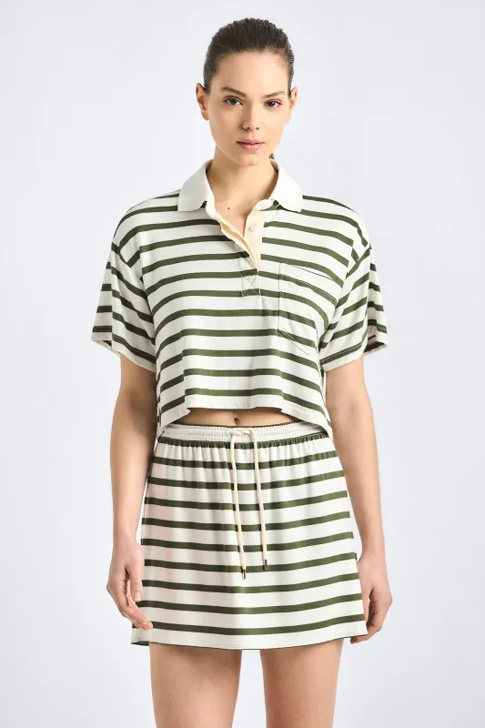 Melina Striped Mini Skirt - White/Fatigue Stripe made by Derek Lam