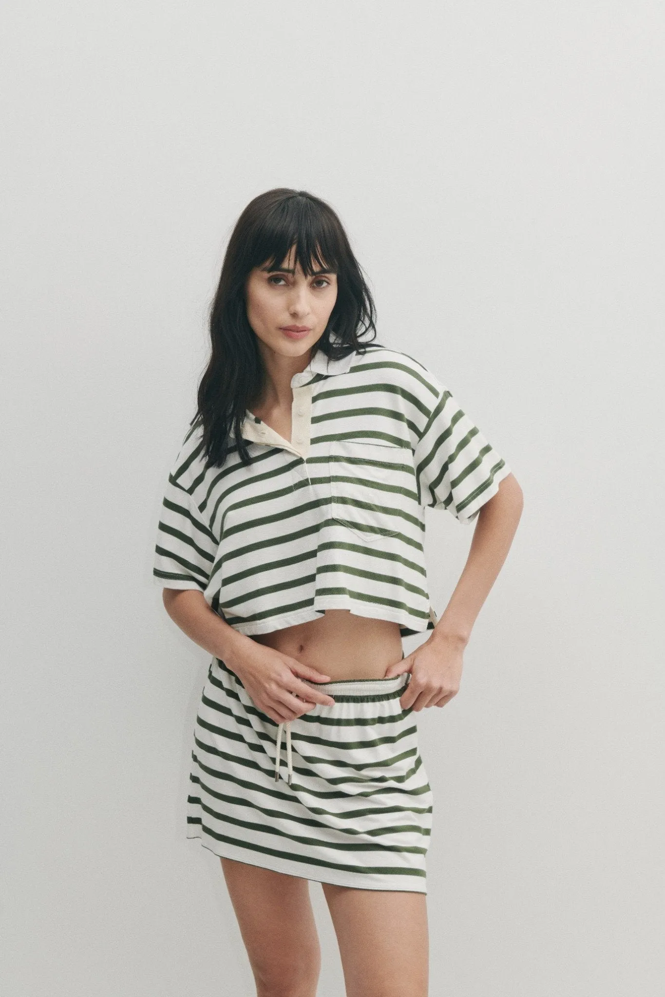Melina Striped Mini Skirt - White/Fatigue Stripe sold by Derek Lam product image thumbnail 2