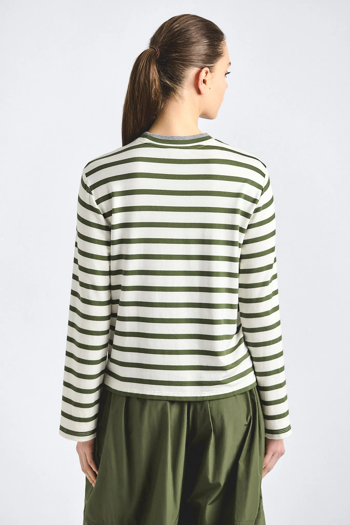 Myrtha Striped Crewneck Top - White/Fatigue Stripe sold by Derek Lam product image thumbnail 4