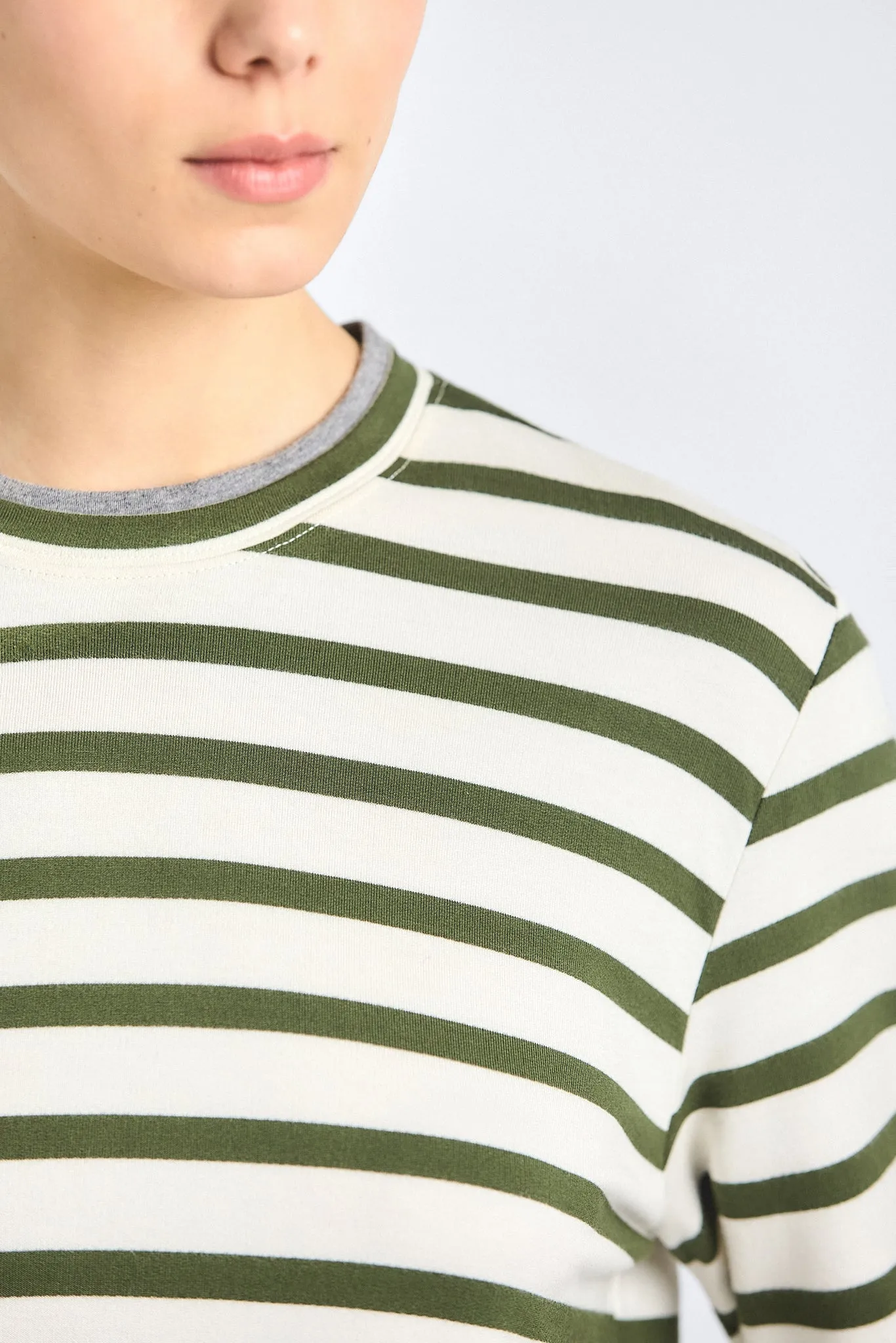Myrtha Striped Crewneck Top - White/Fatigue Stripe sold by Derek Lam product image thumbnail 2