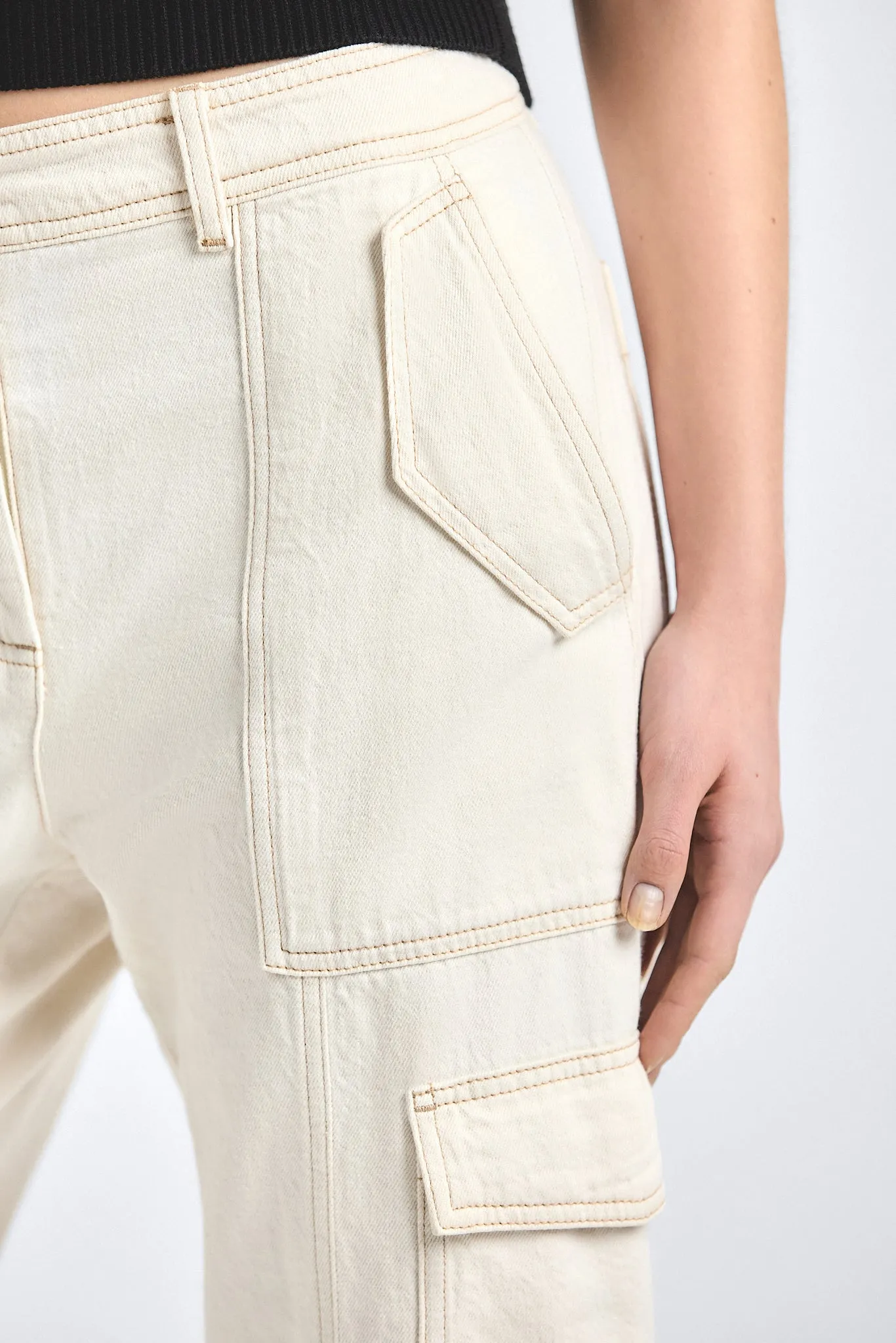 Amare Relaxed Fit Cargo Pant - Soft White Wash sold by Derek Lam product image thumbnail 2