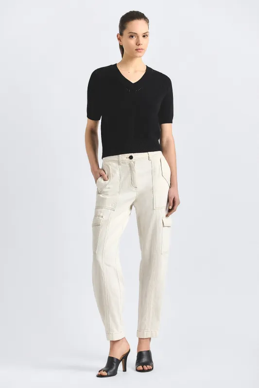 Amare Relaxed Fit Cargo Pant - Soft White Wash made by Derek Lam