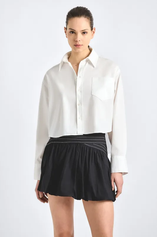 Evelina Long Sleeve Button Front Top - White made by Derek Lam