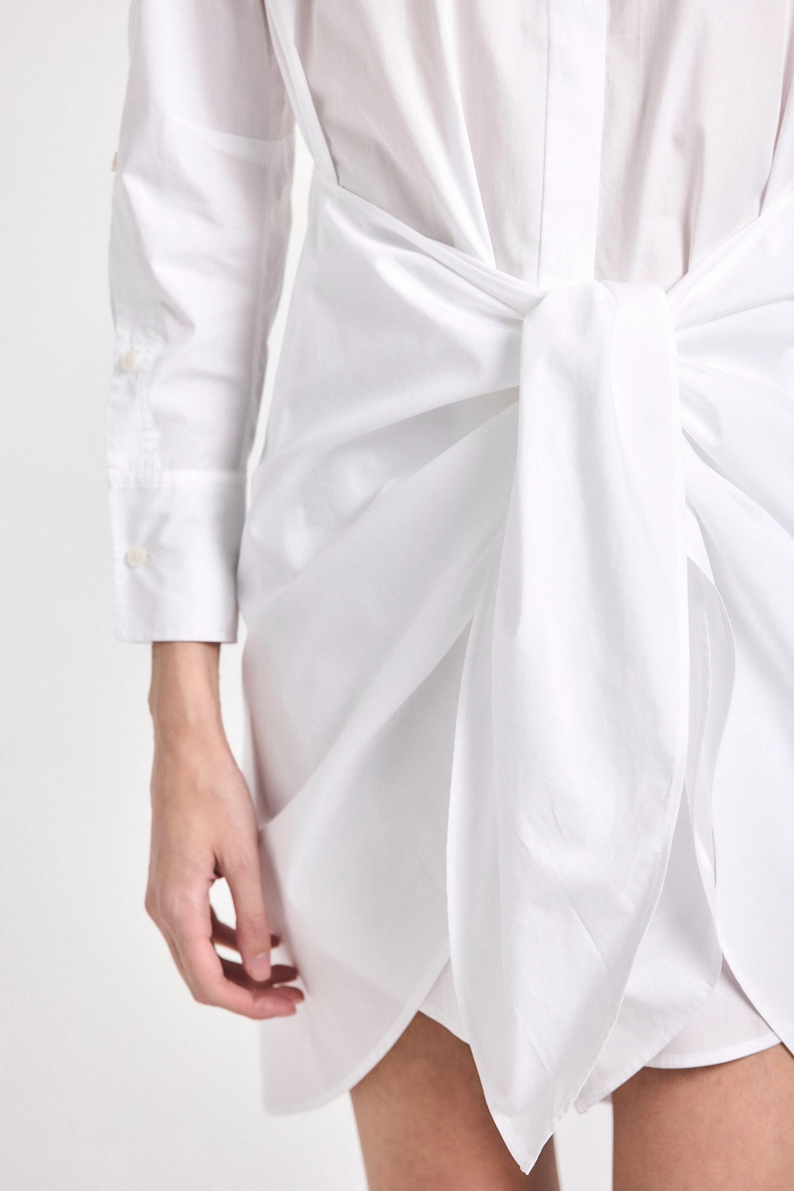 Charlotte Tie Waist Shirt Dress - White sold by Derek Lam product image thumbnail 2