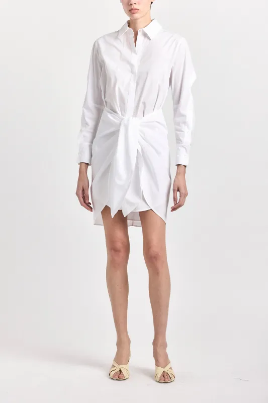 Charlotte Tie Waist Shirt Dress - White made by Derek Lam