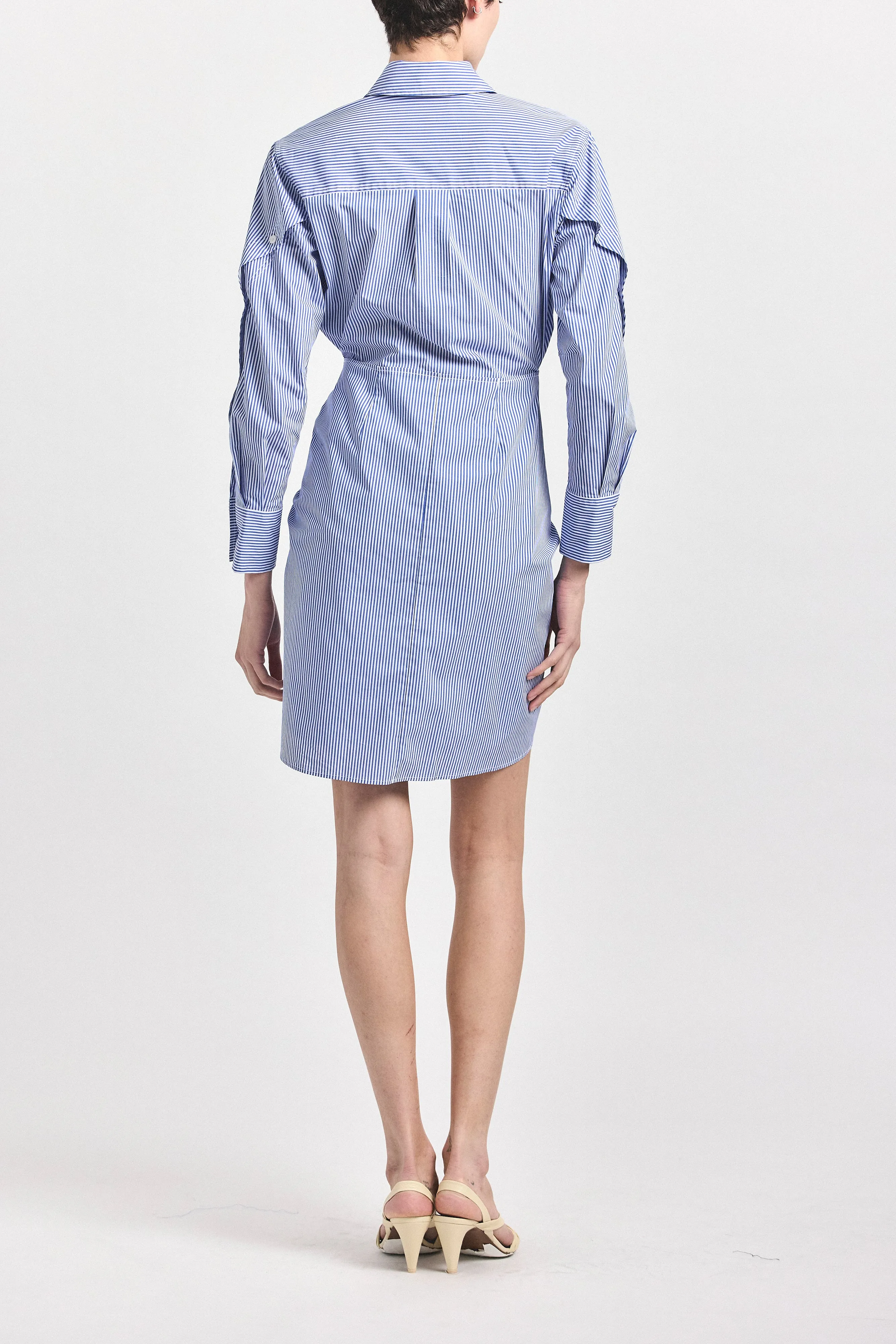 Charlotte Tie Waist Shirt Dress - Blue/White sold by Derek Lam product image thumbnail 4