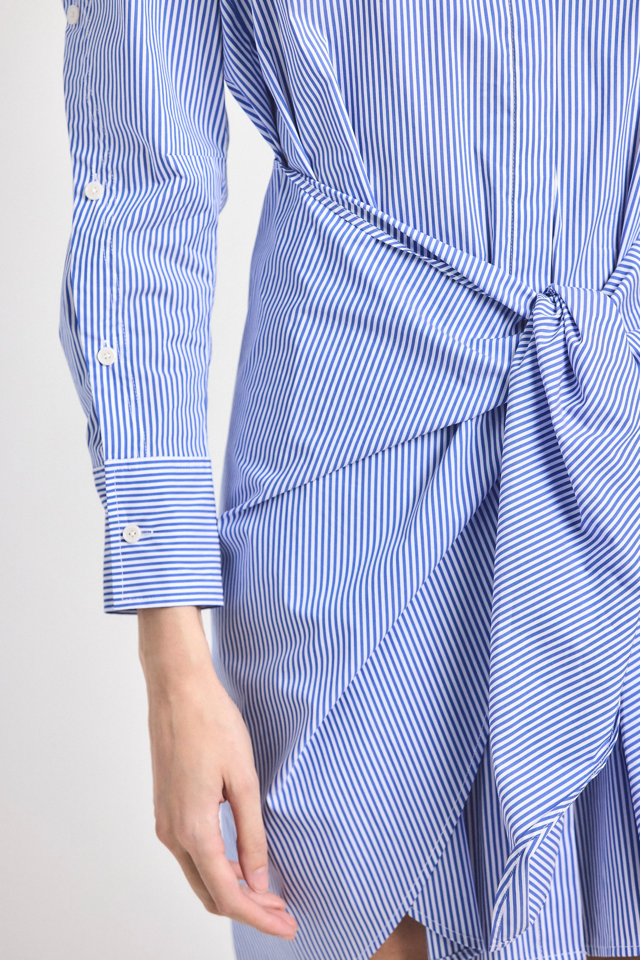 Charlotte Tie Waist Shirt Dress - Blue/White sold by Derek Lam product image thumbnail 2