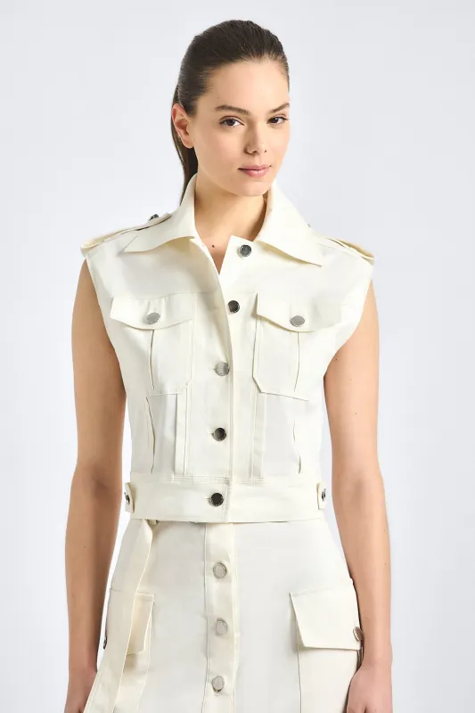 Illiana Utility Vest - Soft White made by Derek Lam