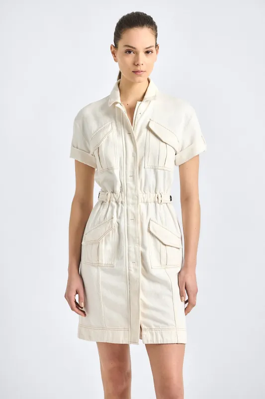 Clotilde Linen Denim Dress - Soft White Wash made by Derek Lam