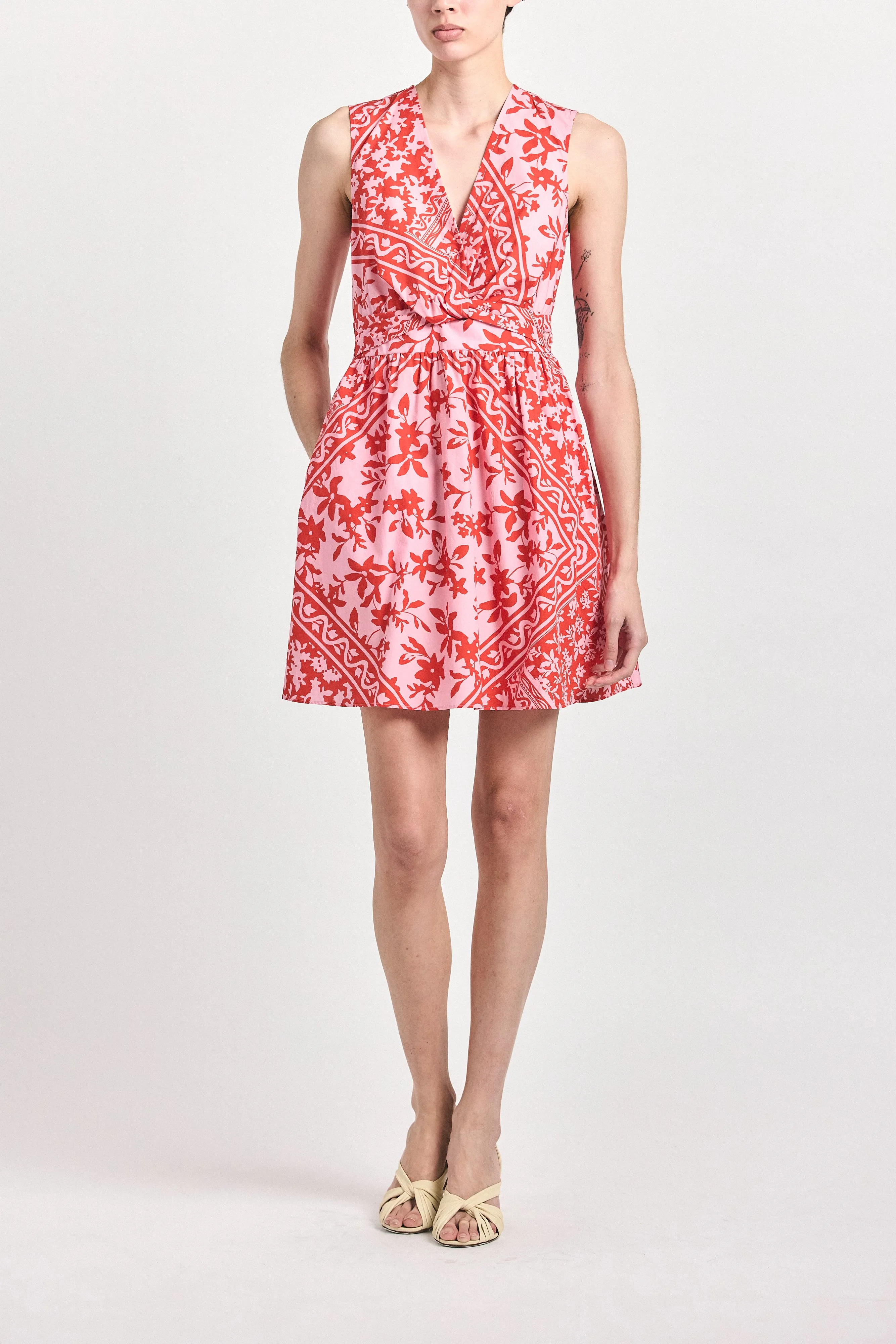 Nulla Twist Front Mini Dress - Pink Tile sold by Derek Lam
