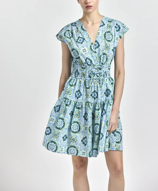 Tora Dress - Blue Medallion made by Derek Lam
