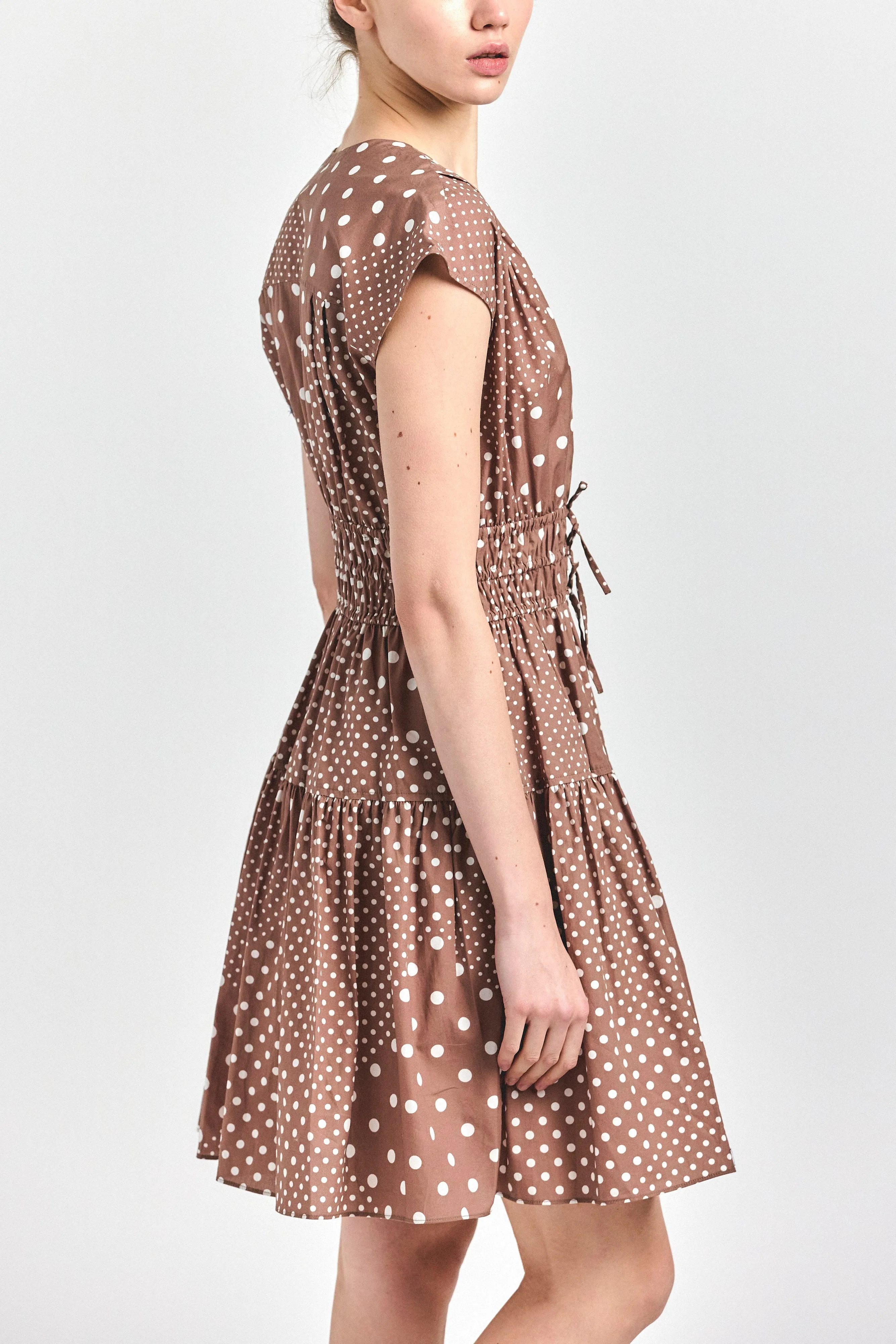 Tora V-Neck Dress - Tan Polka Dot sold by Derek Lam product image thumbnail 3