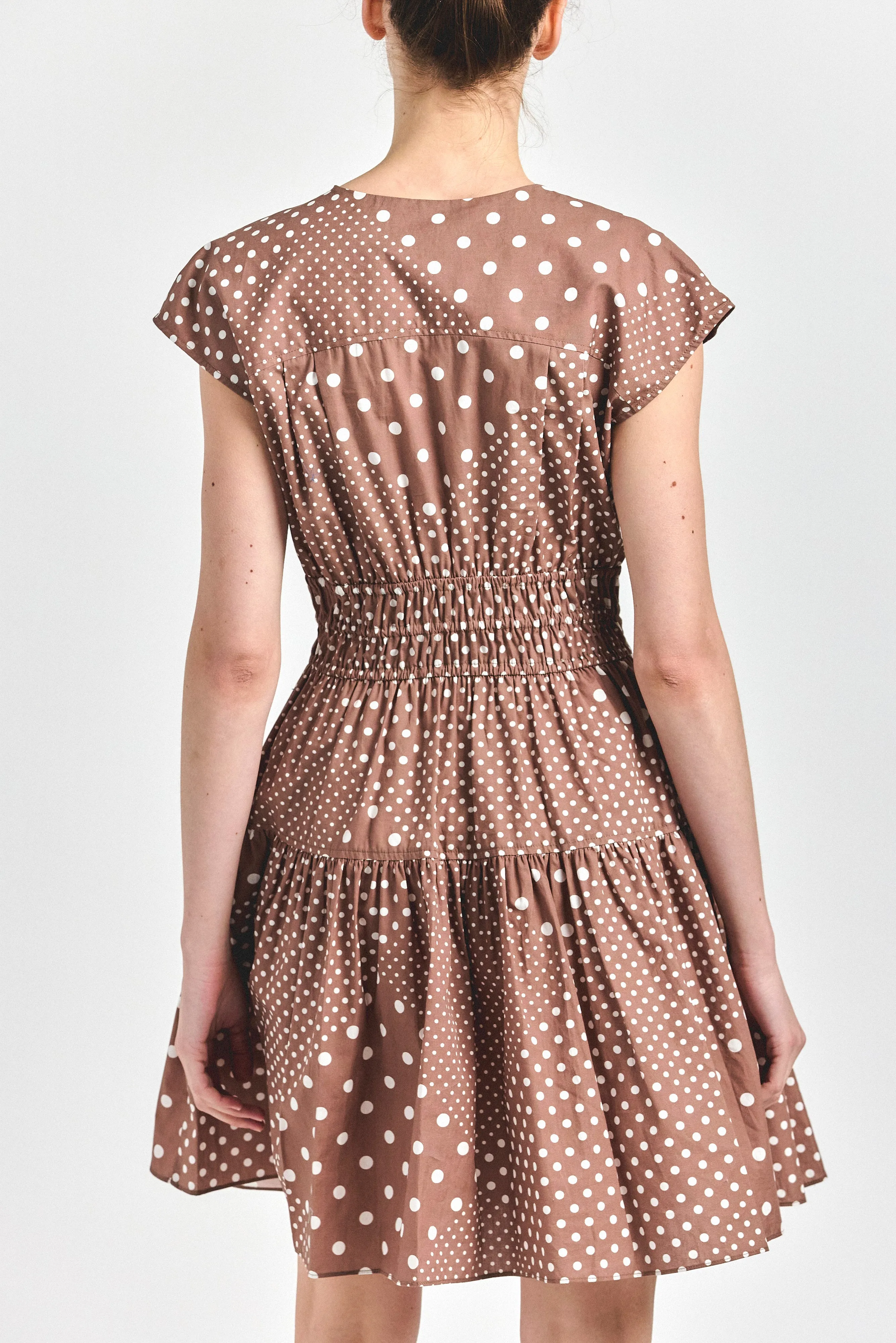 Tora V-Neck Dress - Tan Polka Dot sold by Derek Lam product image thumbnail 4