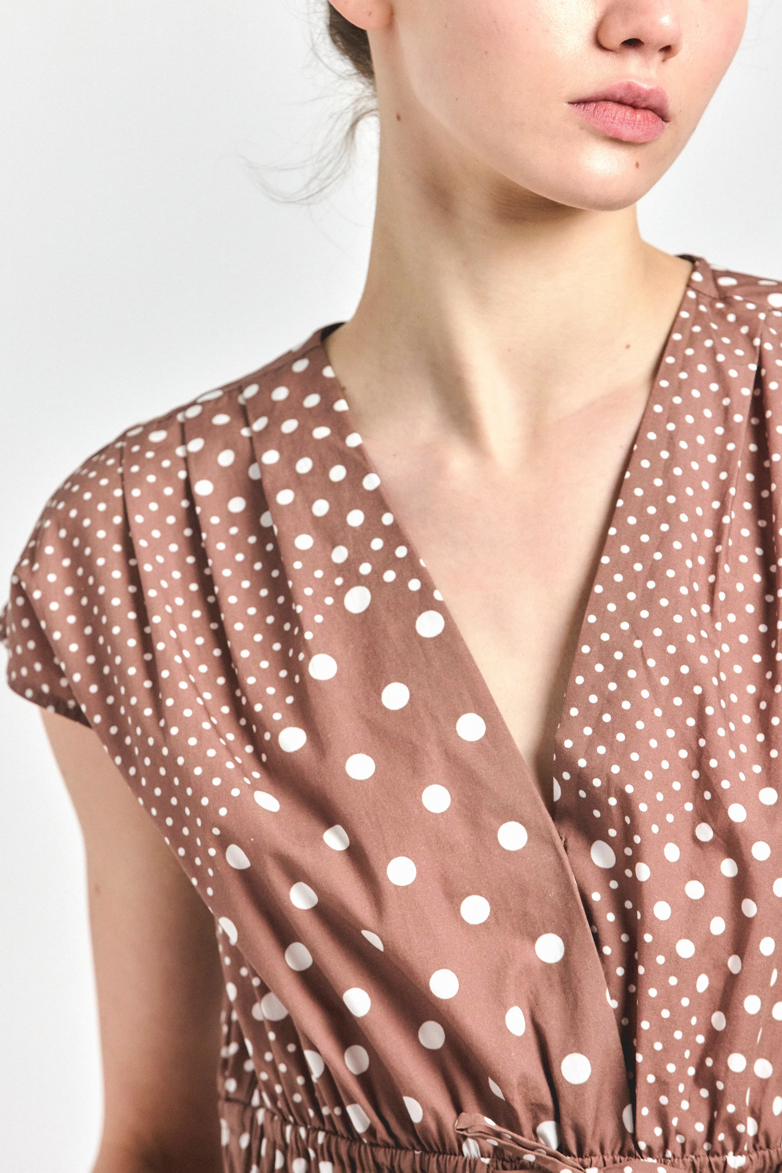 Tora V-Neck Dress - Tan Polka Dot sold by Derek Lam product image thumbnail 2