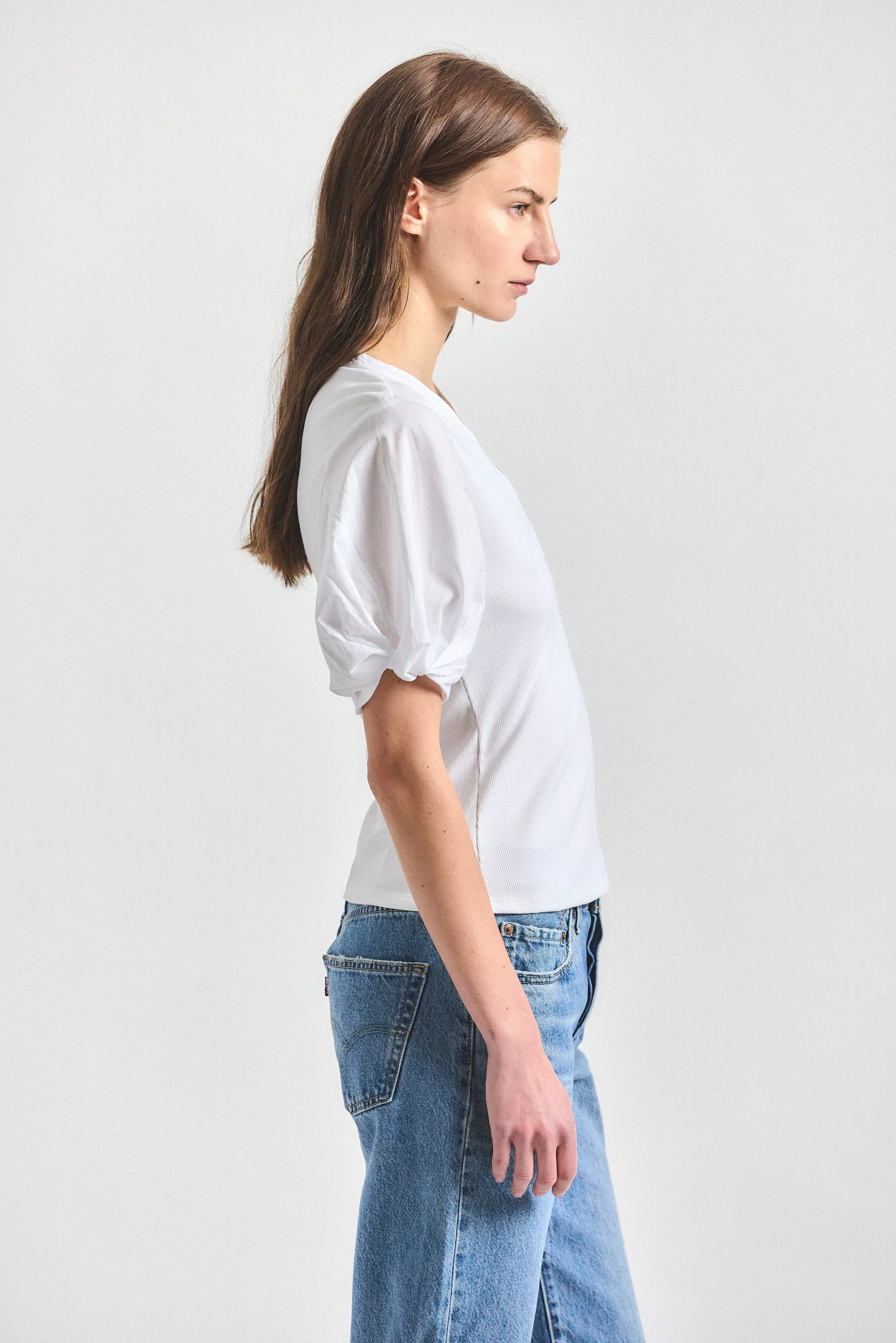 Fallon Mixed Media Tee - White sold by Derek Lam product image thumbnail 3