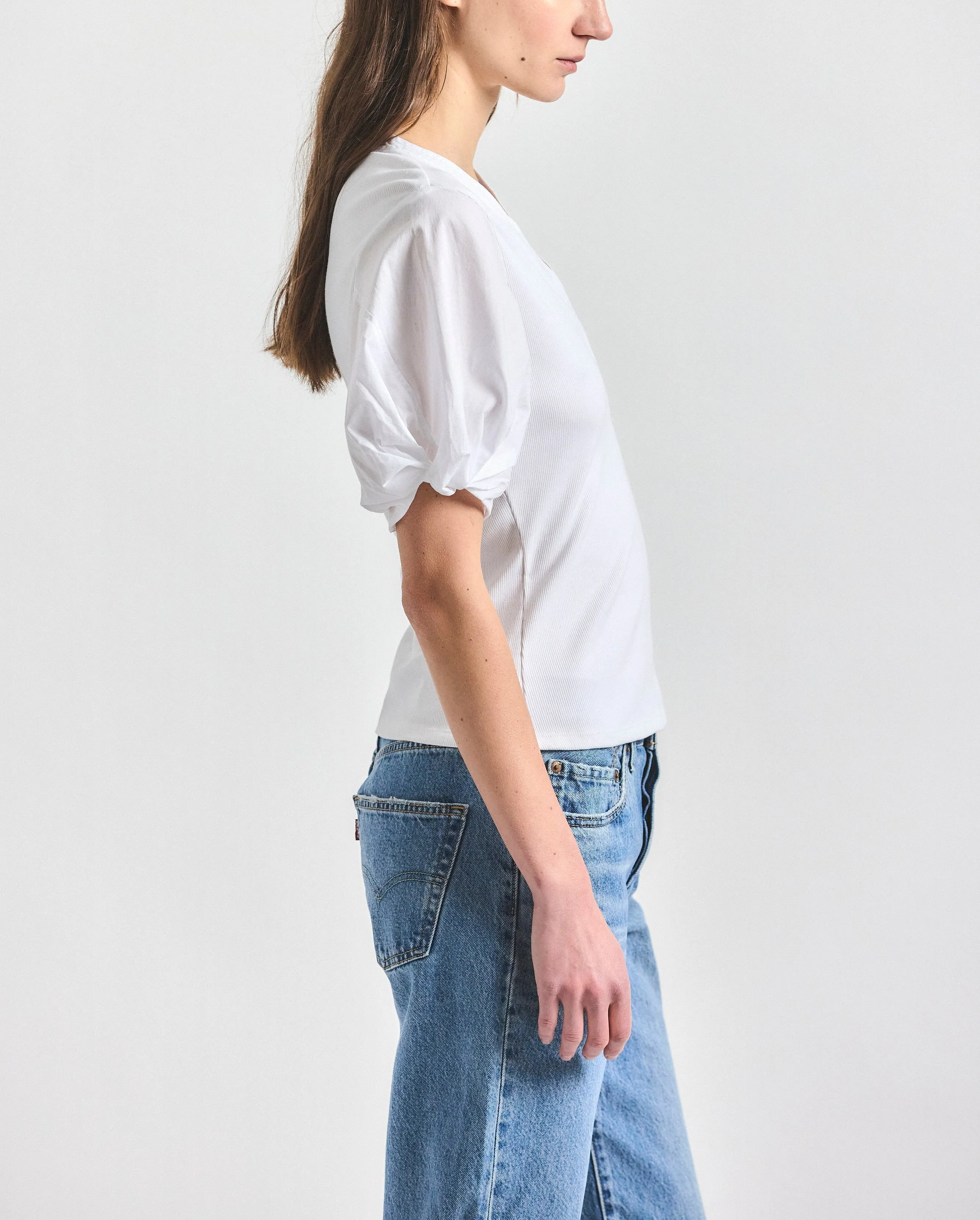 Fallon Mixed Media Tee - White sold by Derek Lam product image thumbnail 2